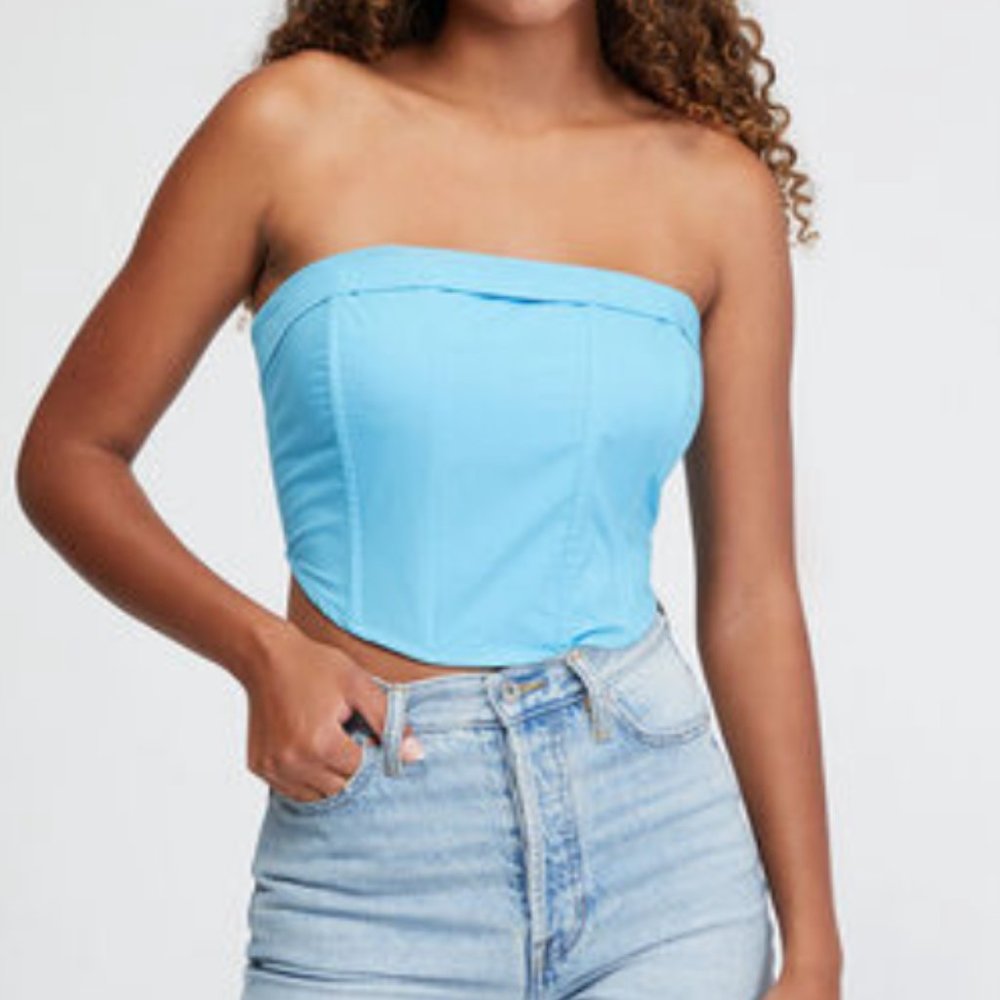 Kendall & Kylie Strapless Foldover Corset Top